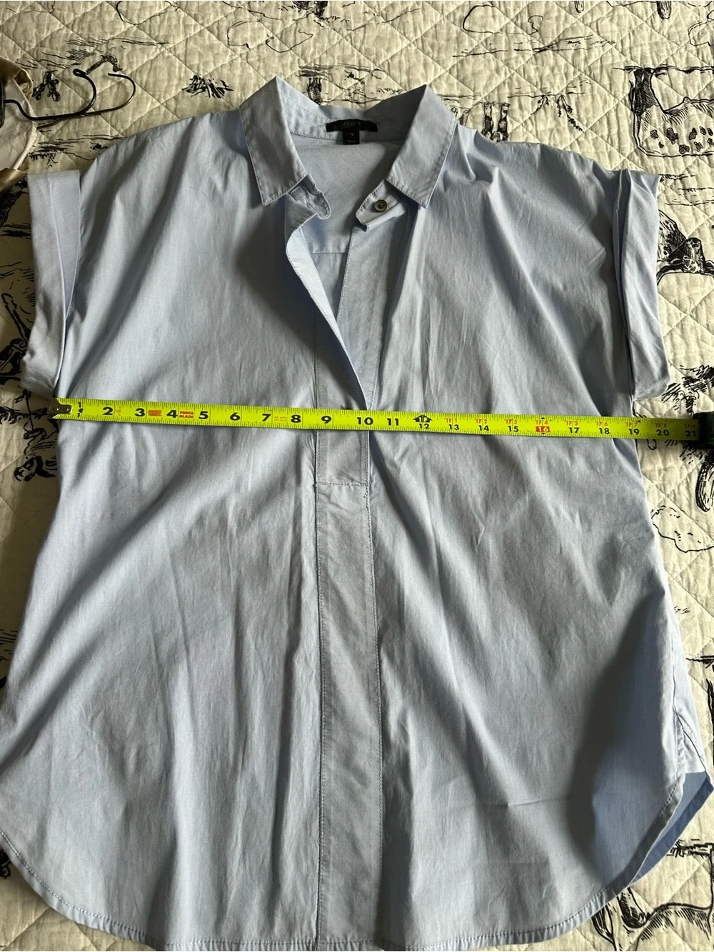 J. Crew Pale Blue Short Sleeve Popover Blouse